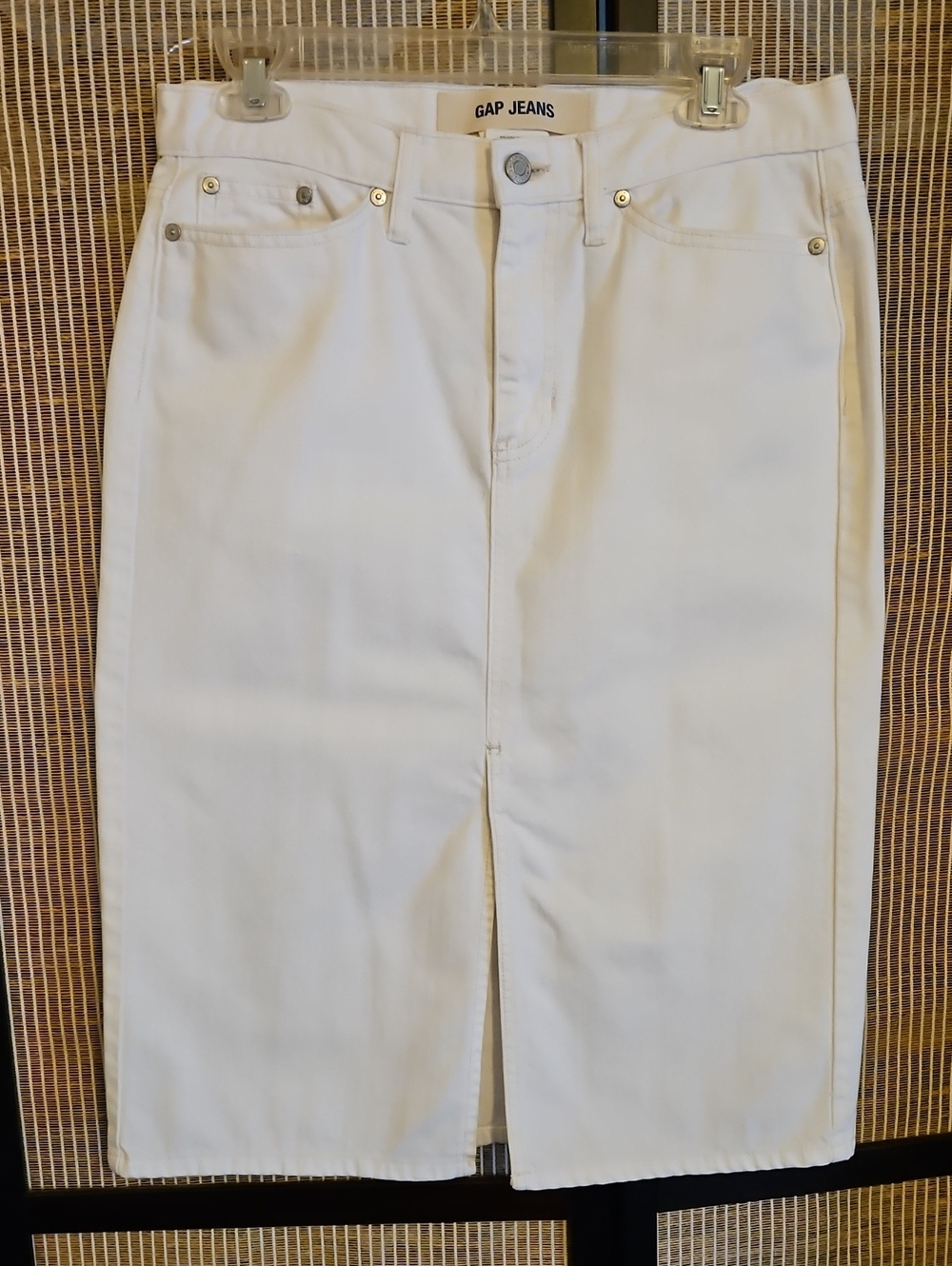 GAP Jeans White Midi Denim Skirt